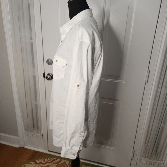 Women's Islander White Button Up Roll Up Long Sleeve Shirt  Size Medium - Picture 4 of 5
